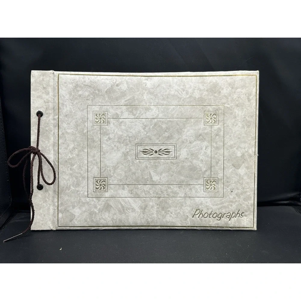 Vintage Springfield‎ Photo Album White Marble 14pgs black album paper